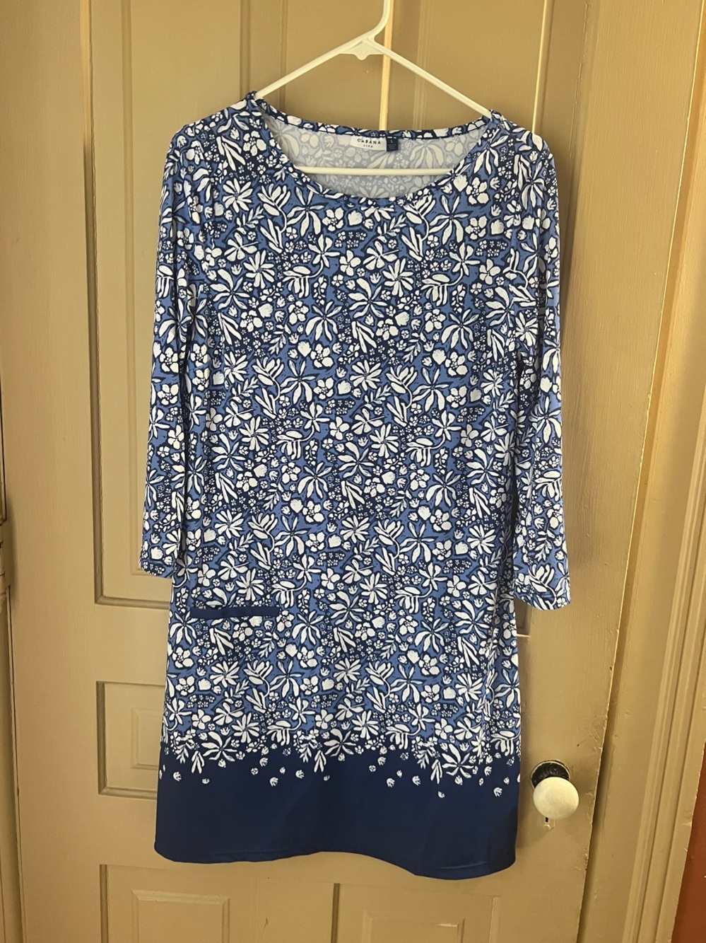Cabana Life Blue and White Floral Shift Dress MINT SZ L